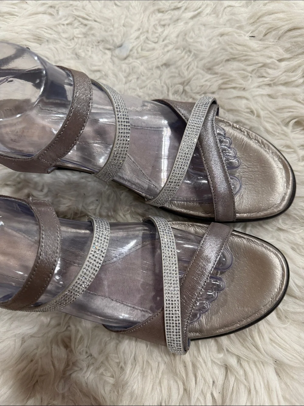NAOT Innovate Rhinestone Embellished Strappy Sandal Size 10-10.5M Silver Leather
